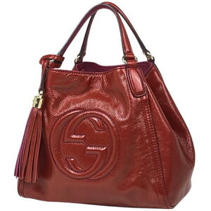 Gucci Soho Shoulder Bag tassel Patent Vernis leather pink